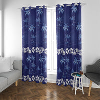 Blue Hawaii Palm Tree Hibiscus Window Curtain Fantasy Summer Vibe LT01 With Grommets Blue - Polynesian Pride