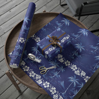 Blue Hawaii Palm Tree Hibiscus Wrapping Paper Fantasy Summer Vibe LT01 - Polynesian Pride