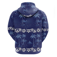 Blue Hawaii Palm Tree Hibiscus Zip Hoodie Fantasy Summer Vibe LT01 - Polynesian Pride
