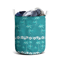 Cyan Hawaii Palm Tree Hibiscus Laundry Basket Fantasy Summer Vibe LT01 - Polynesian Pride