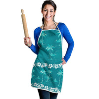Cyan Hawaii Palm Tree Hibiscus Apron Fantasy Summer Vibe LT01 - Polynesian Pride