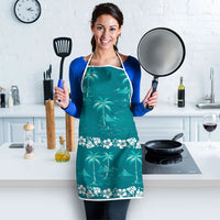 Cyan Hawaii Palm Tree Hibiscus Apron Fantasy Summer Vibe LT01 - Polynesian Pride
