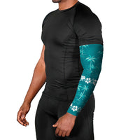 Cyan Hawaii Palm Tree Hibiscus Arm Sleeves Fantasy Summer Vibe LT01 - Polynesian Pride