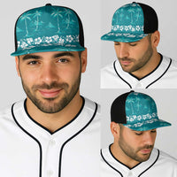 Cyan Hawaii Palm Tree Hibiscus Baseball Net Cap Fantasy Summer Vibe LT01 - Polynesian Pride