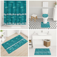 Cyan Hawaii Palm Tree Hibiscus Bathroom Set Fantasy Summer Vibe LT01 - Polynesian Pride