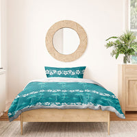 Cyan Hawaii Palm Tree Hibiscus Bedding Set Fantasy Summer Vibe LT01 - Polynesian Pride