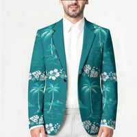Cyan Hawaii Palm Tree Hibiscus Blazer Fantasy Summer Vibe LT01 - Polynesian Pride