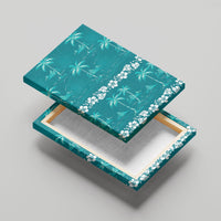 Cyan Hawaii Palm Tree Hibiscus Canvas Wall Art Fantasy Summer Vibe LT01 - Polynesian Pride
