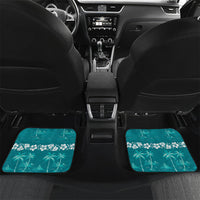 Cyan Hawaii Palm Tree Hibiscus Car Mats Fantasy Summer Vibe LT01 Set 2pcs - Back Cyan - Polynesian Pride