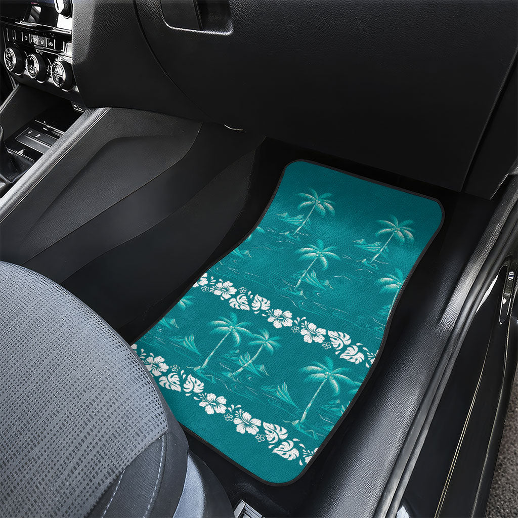 Cyan Hawaii Palm Tree Hibiscus Car Mats Fantasy Summer Vibe LT01 - Polynesian Pride