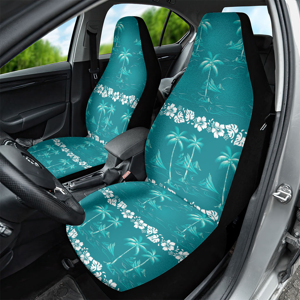 Cyan Hawaii Palm Tree Hibiscus Car Seat Cover Fantasy Summer Vibe LT01 - Polynesian Pride