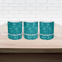 Cyan Hawaii Palm Tree Hibiscus Ceramic Mug Fantasy Summer Vibe LT01 - Polynesian Pride