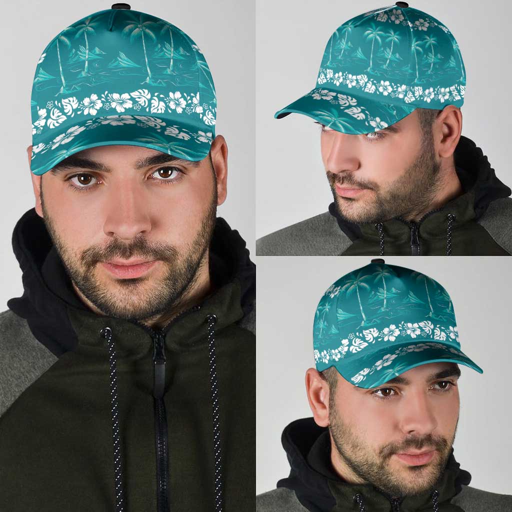 Cyan Hawaii Palm Tree Hibiscus Classic Cap Fantasy Summer Vibe LT01 - Polynesian Pride