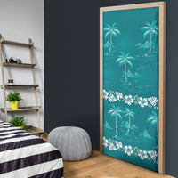 Cyan Hawaii Palm Tree Hibiscus Door Cover Fantasy Summer Vibe LT01 - Polynesian Pride