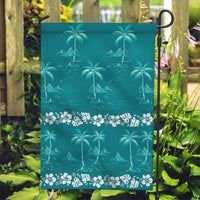 Cyan Hawaii Palm Tree Hibiscus Garden Flag Fantasy Summer Vibe LT01 Garden Flag Cyan - Polynesian Pride