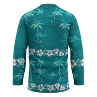 Cyan Hawaii Palm Tree Hibiscus Hockey Jersey Fantasy Summer Vibe LT01 - Polynesian Pride