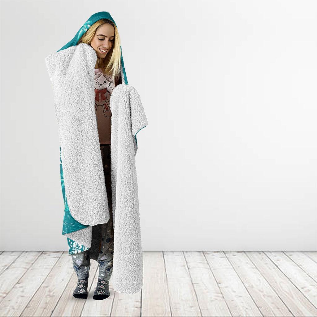 Cyan Hawaii Palm Tree Hibiscus Hooded Blanket Fantasy Summer Vibe LT01 - Polynesian Pride