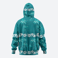 Cyan Hawaii Palm Tree Hibiscus Hoodie Fantasy Summer Vibe LT01 - Polynesian Pride