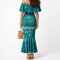 Cyan Hawaii Palm Tree Hibiscus Mermaid Dress Fantasy Summer Vibe LT01 - Polynesian Pride