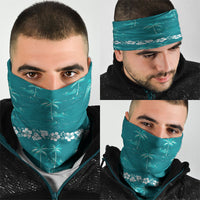 Cyan Hawaii Palm Tree Hibiscus Neck Gaiter Fantasy Summer Vibe LT01 - Polynesian Pride