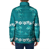 Cyan Hawaii Palm Tree Hibiscus Padded Jacket Fantasy Summer Vibe LT01 - Polynesian Pride