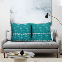 Cyan Hawaii Palm Tree Hibiscus Pillow Cover Fantasy Summer Vibe LT01 - Polynesian Pride