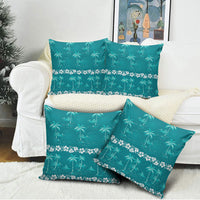 Cyan Hawaii Palm Tree Hibiscus Pillow Cover Fantasy Summer Vibe LT01 - Polynesian Pride