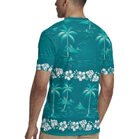 Cyan Hawaii Palm Tree Hibiscus Rugby Jersey Fantasy Summer Vibe LT01 - Polynesian Pride