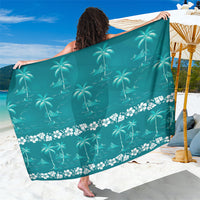 Cyan Hawaii Palm Tree Hibiscus Sarong Fantasy Summer Vibe LT01 One Size 44 x 66 inches Cyan - Polynesian Pride