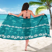Cyan Hawaii Palm Tree Hibiscus Sarong Fantasy Summer Vibe LT01 - Polynesian Pride