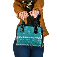 Cyan Hawaii Palm Tree Hibiscus Shoulder Handbag Fantasy Summer Vibe LT01 One Size Cyan - Polynesian Pride