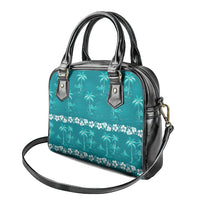 Cyan Hawaii Palm Tree Hibiscus Shoulder Handbag Fantasy Summer Vibe LT01 - Polynesian Pride