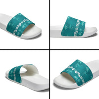 Cyan Hawaii Palm Tree Hibiscus Slide Sandals Fantasy Summer Vibe LT01 - Polynesian Pride