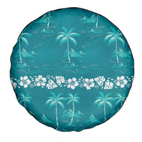 Cyan Hawaii Palm Tree Hibiscus Spare Tire Cover Fantasy Summer Vibe LT01 - Polynesian Pride