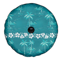 Cyan Hawaii Palm Tree Hibiscus Spare Tire Cover Fantasy Summer Vibe LT01 - Polynesian Pride