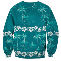 Cyan Hawaii Palm Tree Hibiscus Sweatshirt Fantasy Summer Vibe LT01 - Polynesian Pride