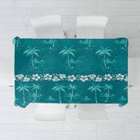 Cyan Hawaii Palm Tree Hibiscus Tablecloth Fantasy Summer Vibe LT01 Cyan - Polynesian Pride