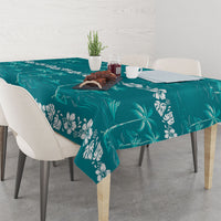 Cyan Hawaii Palm Tree Hibiscus Tablecloth Fantasy Summer Vibe LT01 - Polynesian Pride