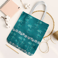 Cyan Hawaii Palm Tree Hibiscus Tote Bag Fantasy Summer Vibe LT01 White Strap One Size Cyan - Polynesian Pride