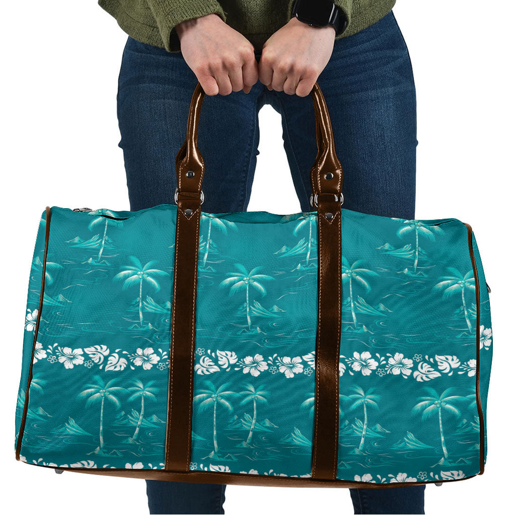 Cyan Hawaii Palm Tree Hibiscus Travel Bag Fantasy Summer Vibe LT01 Cyan - Polynesian Pride