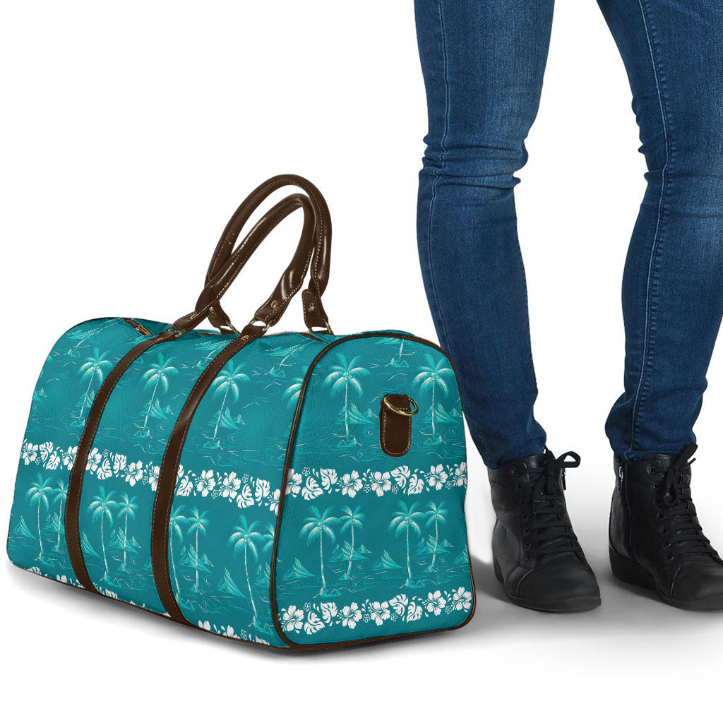 Cyan Hawaii Palm Tree Hibiscus Travel Bag Fantasy Summer Vibe LT01 - Polynesian Pride