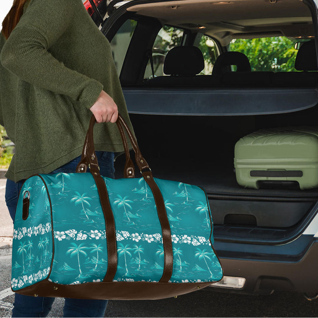 Cyan Hawaii Palm Tree Hibiscus Travel Bag Fantasy Summer Vibe LT01 - Polynesian Pride