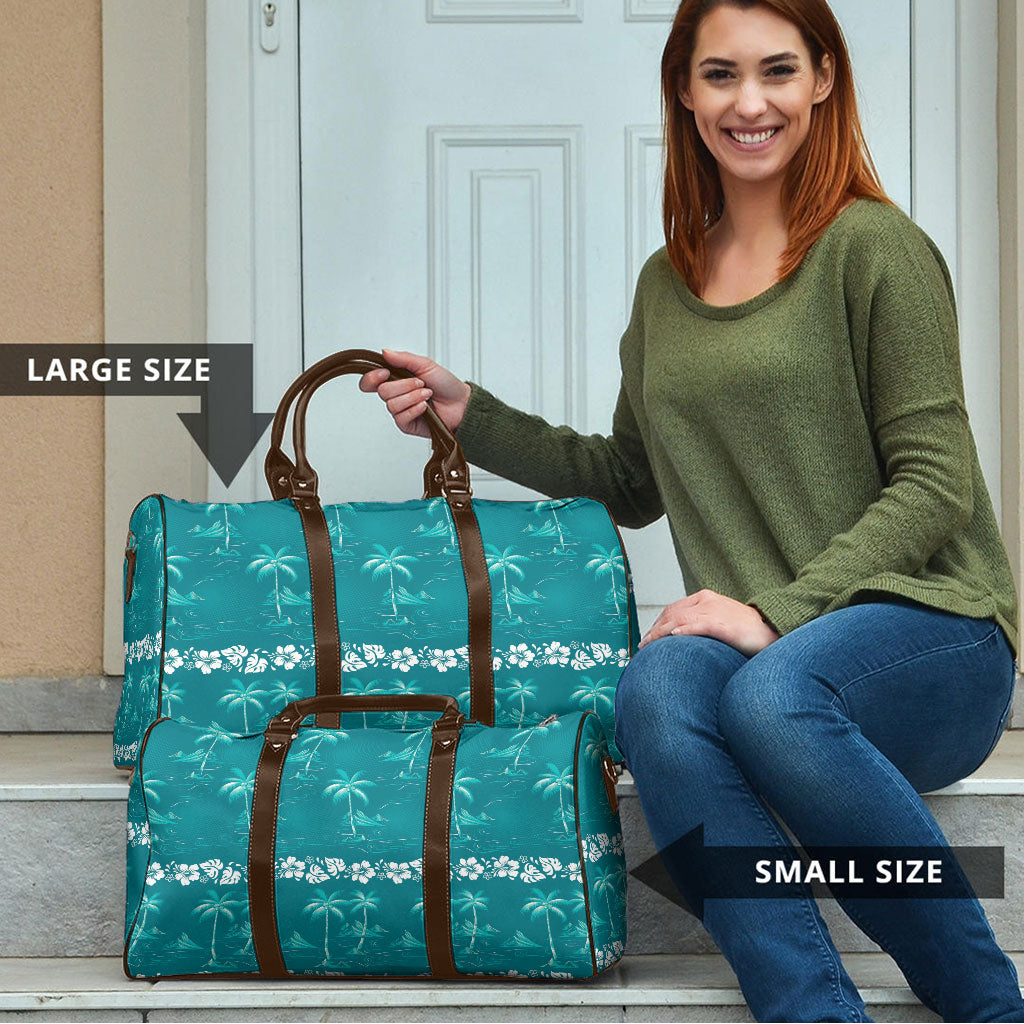 Cyan Hawaii Palm Tree Hibiscus Travel Bag Fantasy Summer Vibe LT01 - Polynesian Pride