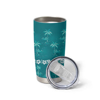 Cyan Hawaii Palm Tree Hibiscus Tumbler Cup Fantasy Summer Vibe LT01 - Polynesian Pride