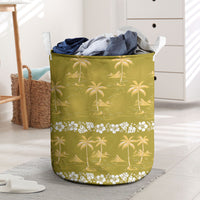 Yellow Hawaii Palm Tree Hibiscus Laundry Basket Fantasy Summer Vibe LT01 Yellow - Polynesian Pride