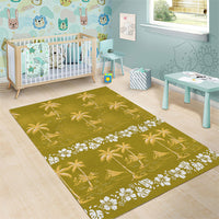 Yellow Hawaii Palm Tree Hibiscus Area Rug Fantasy Summer Vibe LT01 - Polynesian Pride