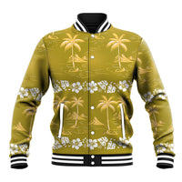 Yellow Hawaii Palm Tree Hibiscus Baseball Jacket Fantasy Summer Vibe LT01 Unisex Yellow - Polynesian Pride