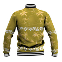 Yellow Hawaii Palm Tree Hibiscus Baseball Jacket Fantasy Summer Vibe LT01 - Polynesian Pride