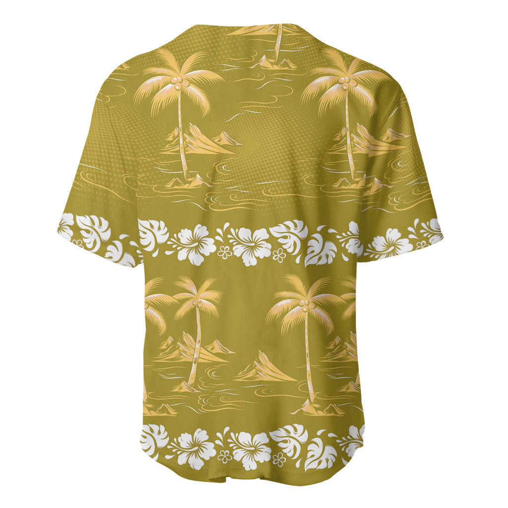 Yellow Hawaii Palm Tree Hibiscus Baseball Jersey Fantasy Summer Vibe LT01 - Polynesian Pride