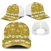 Yellow Hawaii Palm Tree Hibiscus Baseball Net Cap Fantasy Summer Vibe LT01 - Polynesian Pride